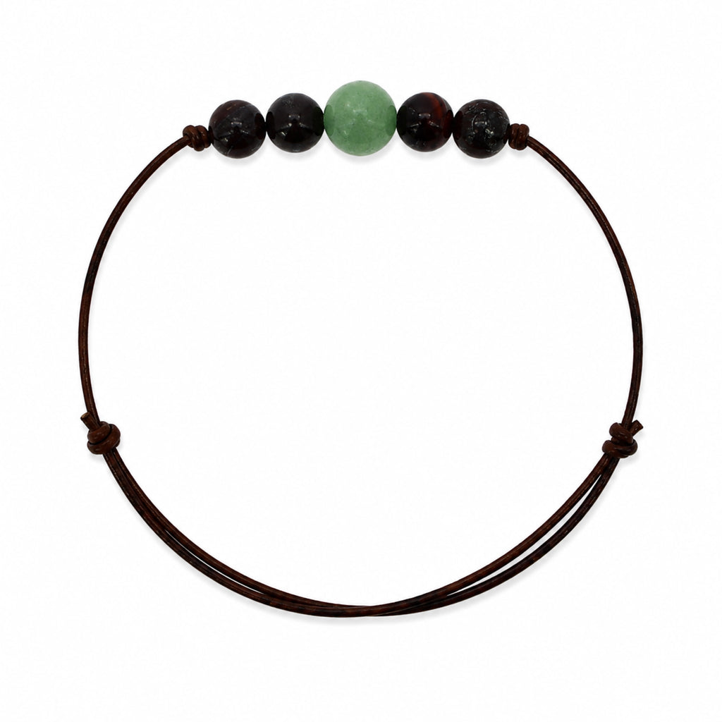 Pauline - Bracelet Aventurine Verte et Œil de Taureau
