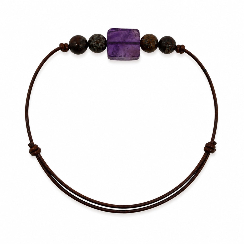 Nathalie - Bracelet Améthyste Carré