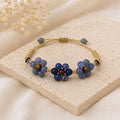 Marguerite - Bracelet fleur Aventurine Bleue & Œil du Tigre