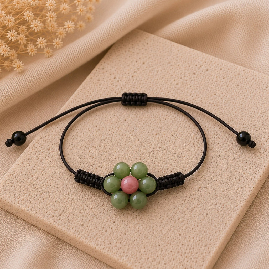 Margaux - Bracelet Jade Néphrite & Thulite Rose