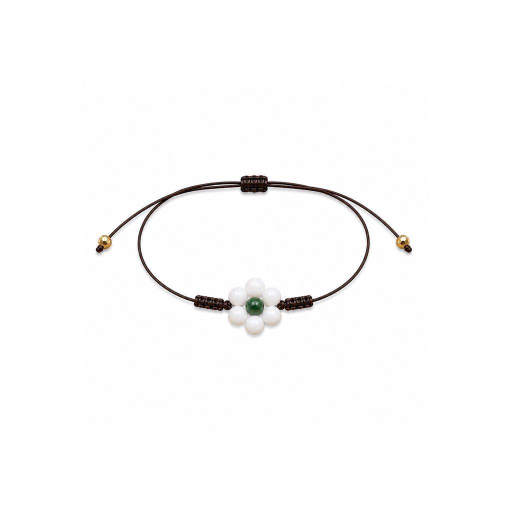 Margaux - Bracelet fleur Péristérite & Jade Néphrite