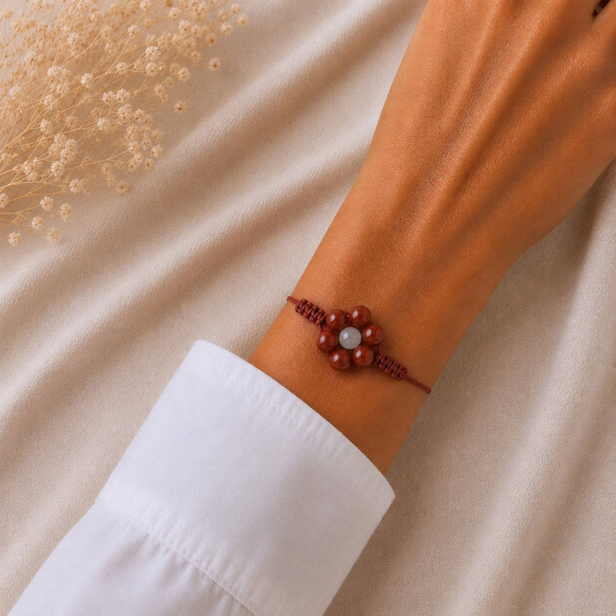Margaux - Bracelet Jaspe Rouge & Sélénite