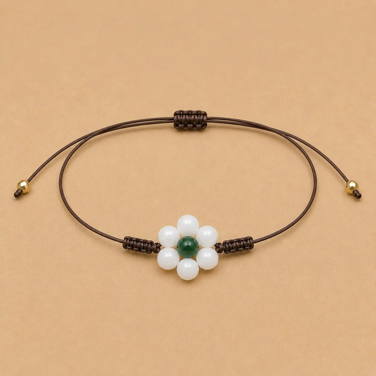 Margaux - Bracelet fleur Péristérite & Jade Néphrite