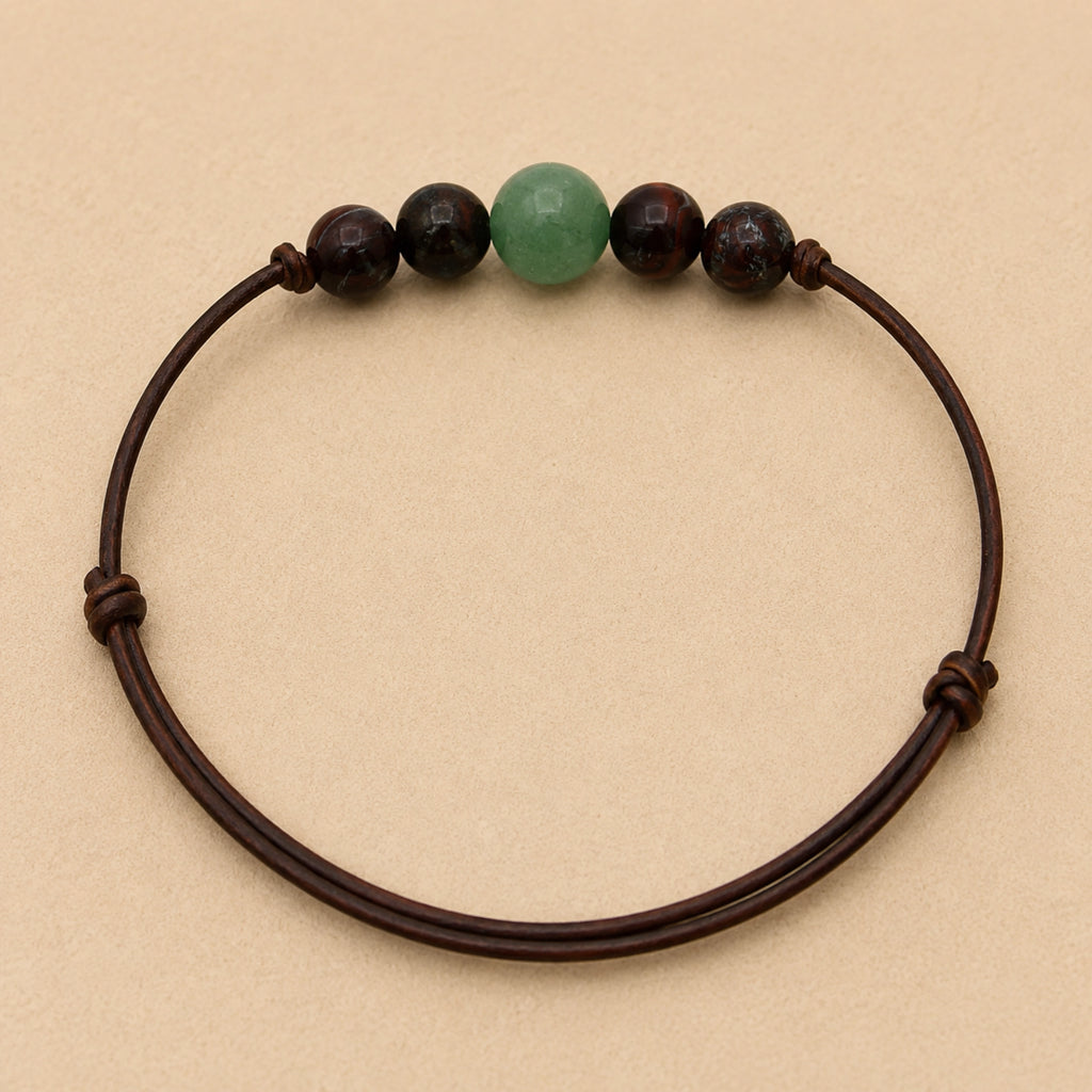Pauline - Bracelet Aventurine Verte et Œil de Taureau