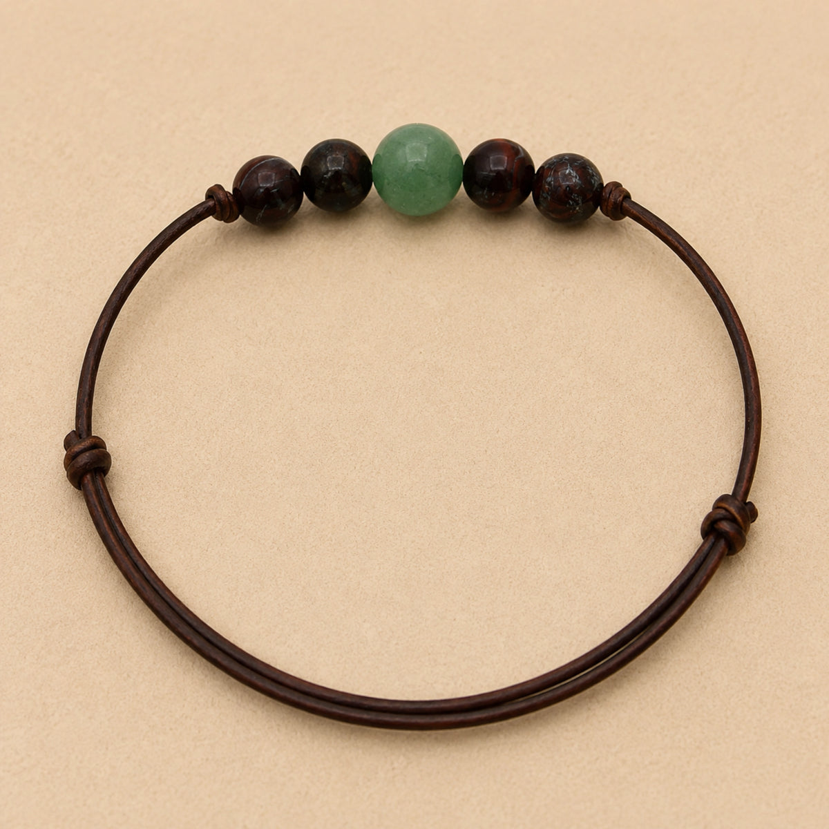Pauline - Bracelet Aventurine Verte et Œil de Taureau