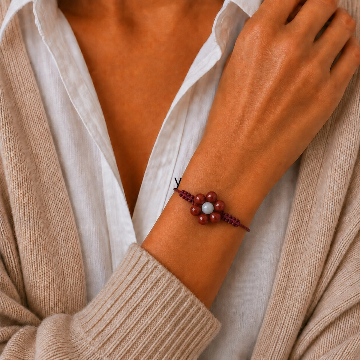 Margaux - Bracelet Jaspe Rouge & Sélénite