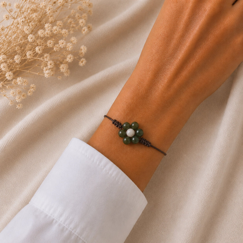 Margaux - Bracelet Jade Néphrite & Sélénite
