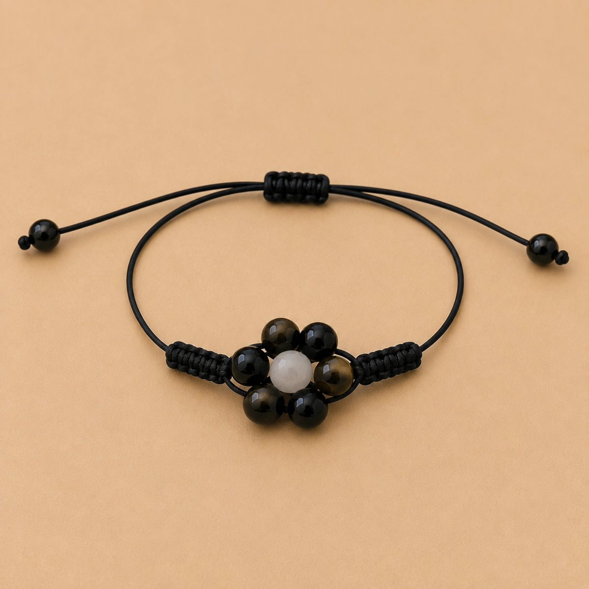 Margaux - Bracelet Obsidienne Noire & Sélénite