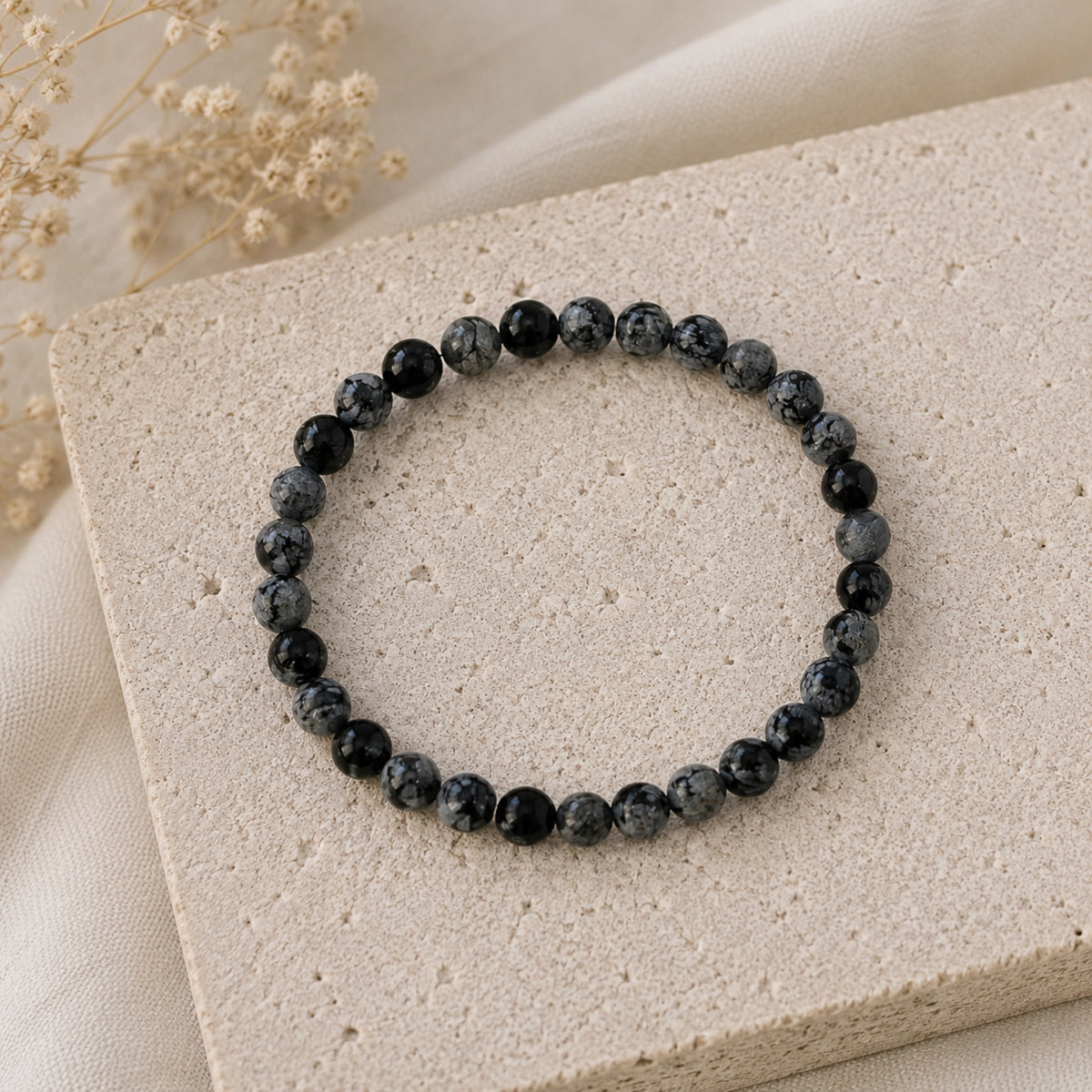 Maelys - Bracelet Obsidienne Flocon de Neige