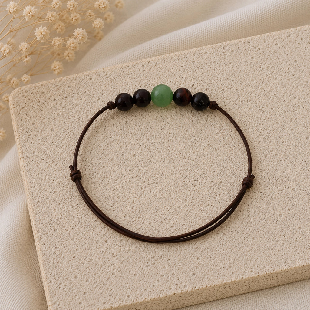 Pauline - Bracelet Aventurine Verte et Œil de Taureau