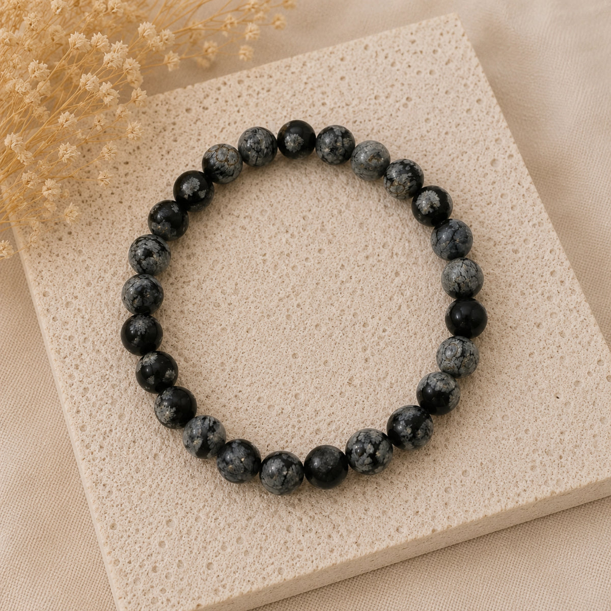 Maelys - Bracelet Obsidienne Flocon de Neige