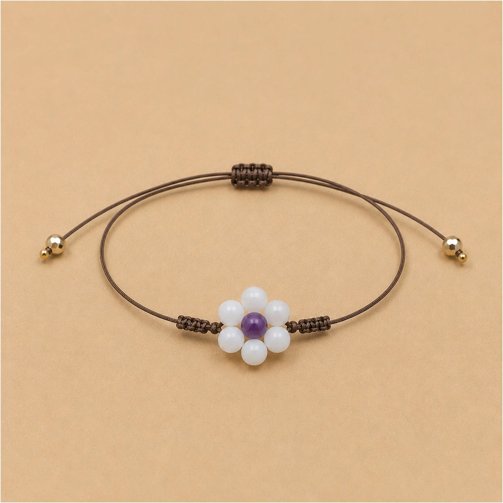 Margaux - Bracelet fleur Péristérite & Améthyste Brésil