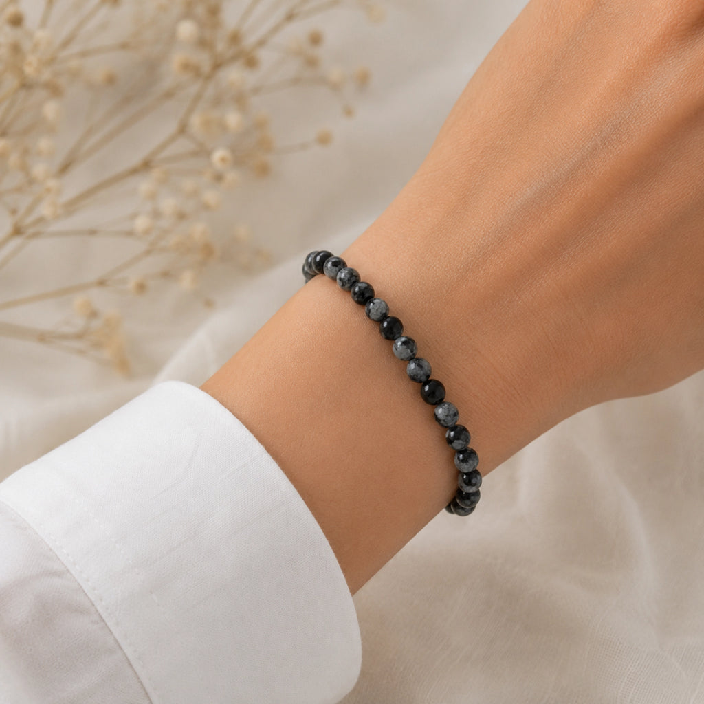 Maelys - Bracelet Obsidienne Flocon de Neige