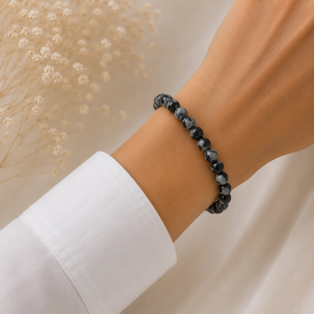 Maelys - Bracelet Obsidienne Flocon de Neige