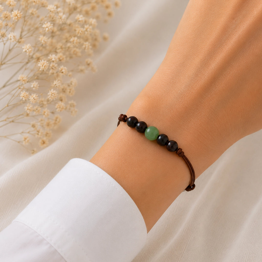 Pauline - Bracelet Aventurine Verte et Œil de Taureau