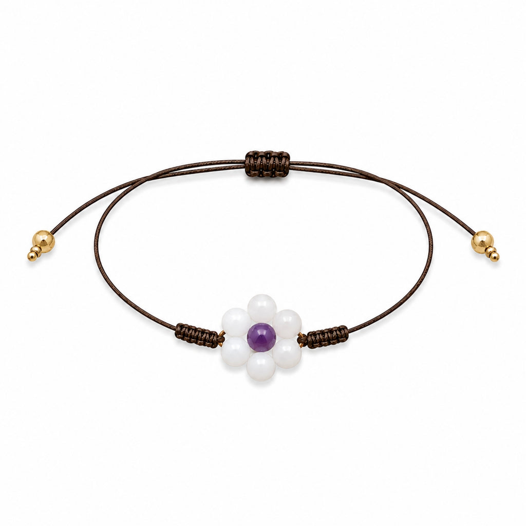 Margaux - Bracelet fleur Péristérite & Améthyste Brésil