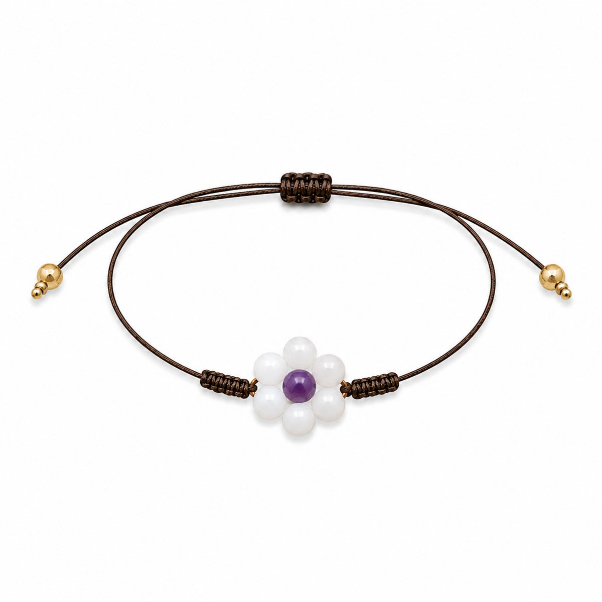 Margaux - Bracelet fleur Péristérite & Améthyste Brésil