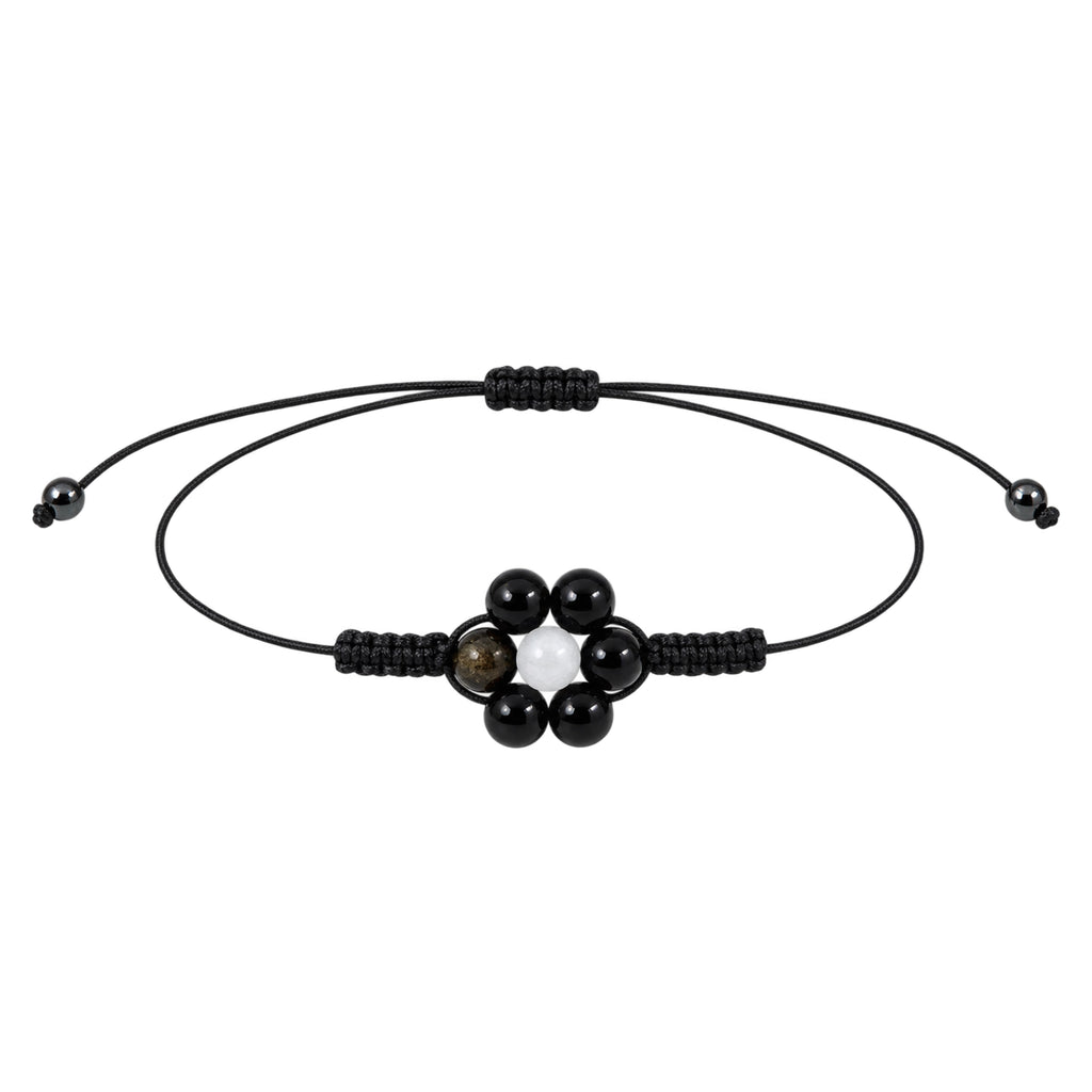 Margaux - Bracelet Obsidienne Noire & Sélénite