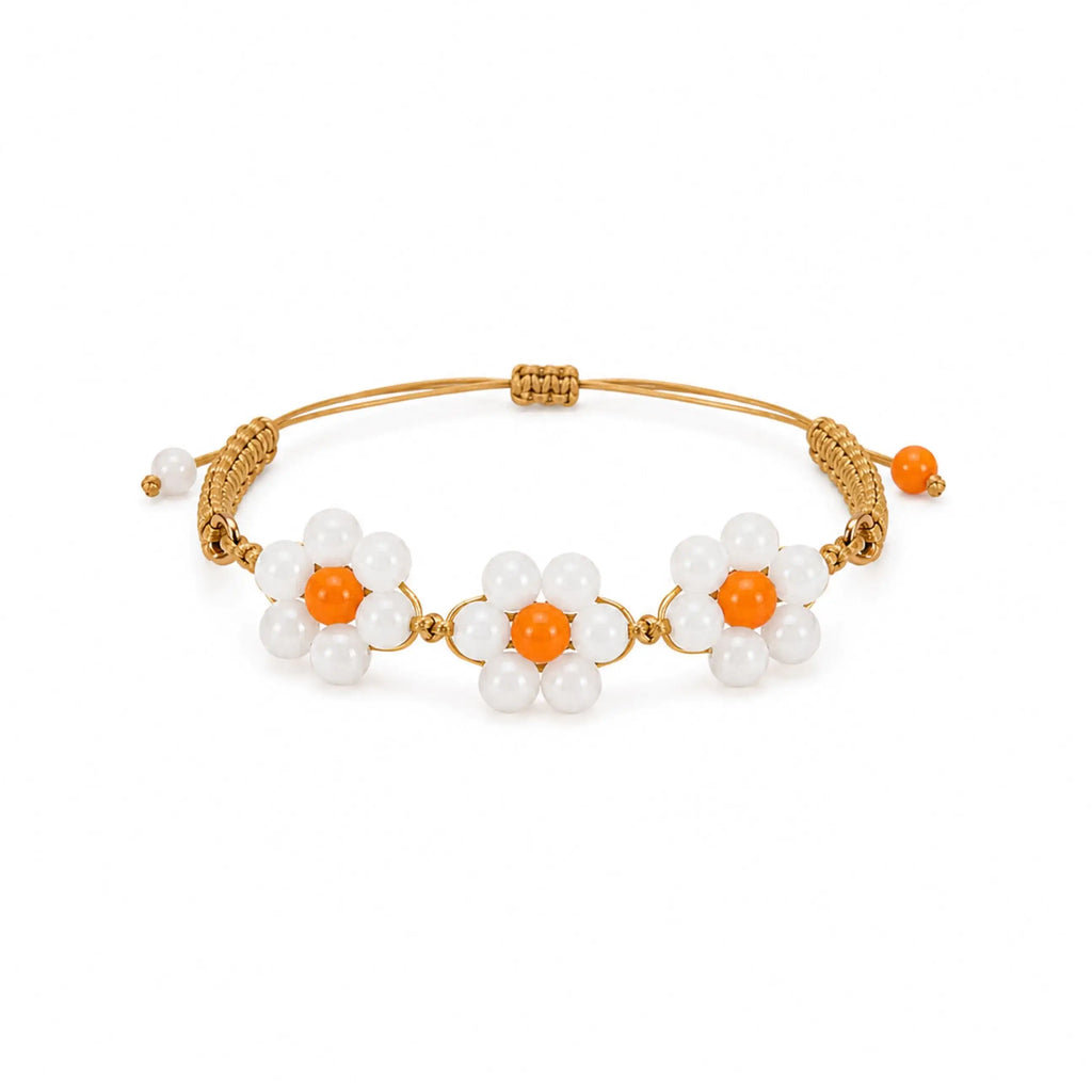 Marguerite - Bracelet Séléniite & Calcédoine Orange