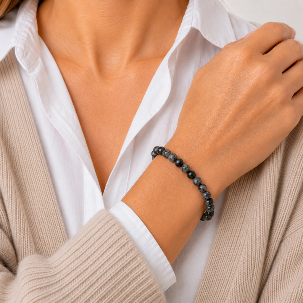 Maelys - Bracelet Obsidienne Flocon de Neige