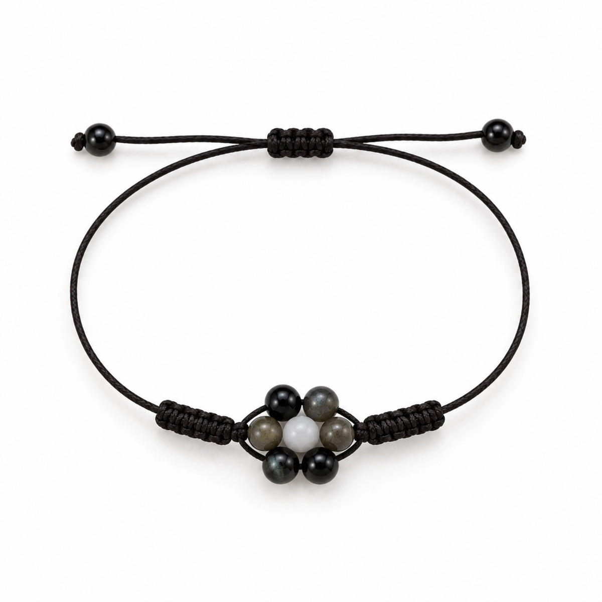 Margaux - Bracelet Sélénite & Obsidienne Dorée
